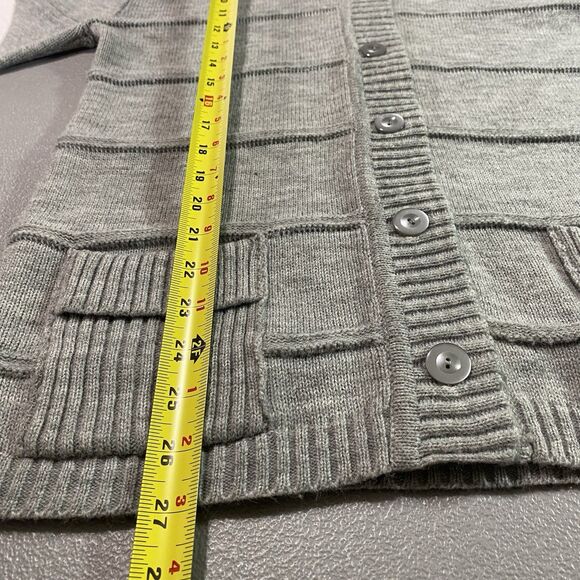 Vintage HELEN SUE Cardigan Sweater Shawl Collar Buttons Pockets Womens M Gray - Picture 6 of 8